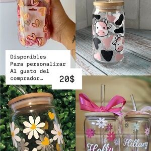 Customizable Glass Jars with Straw